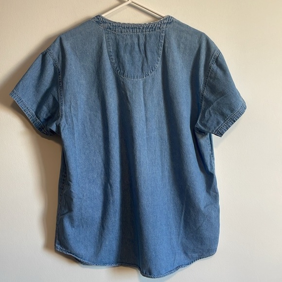 90s Cottage Cat Embroidered Cool Shirt Denim Granny Large Jean Blue Catlady - Picture 8 of 16